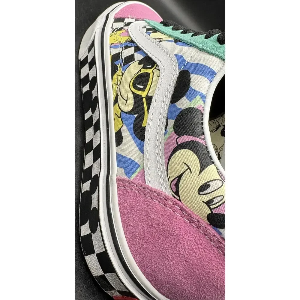 Vans Disney Mickey Mouse Old Skool Men's Checkered Multicolor Canvas Sz6,Wmns7.5